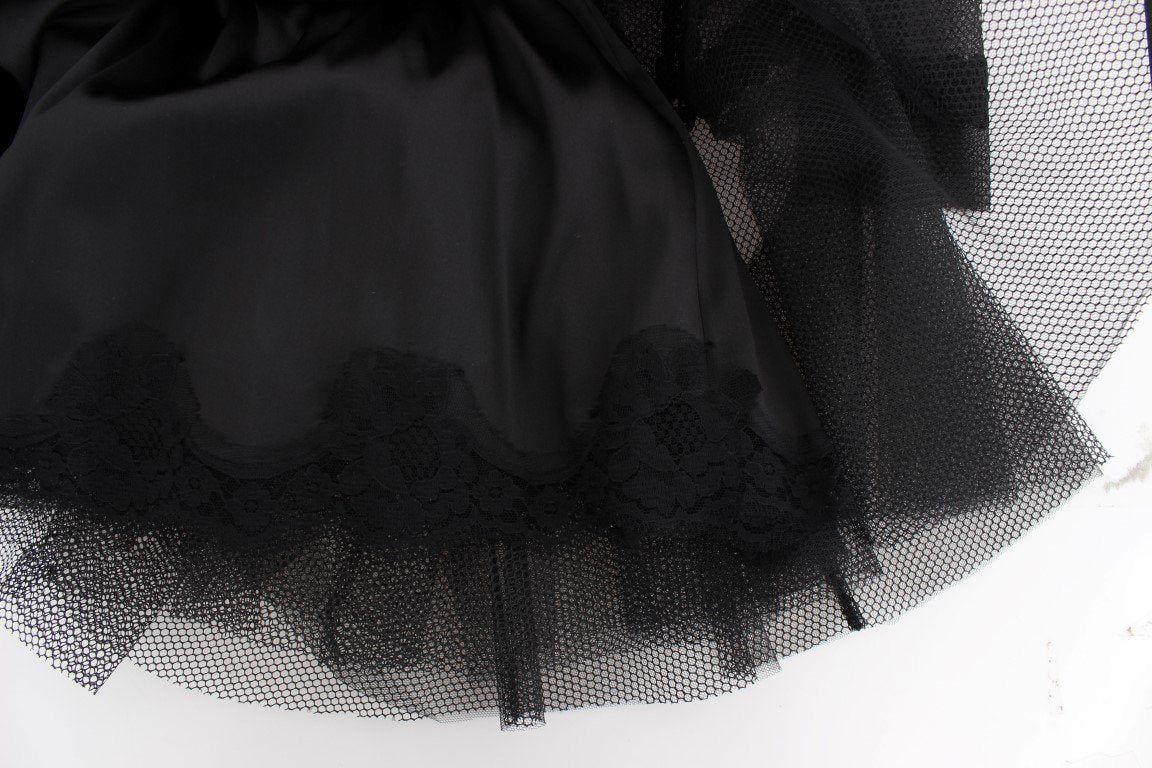 Black Netted Torero Full Length Maxi Dress
