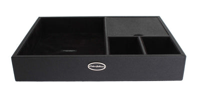 Black Leather Mens Desk Jewelry Organizer