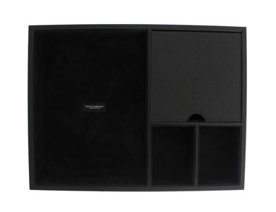Black Leather Mens Desk Jewelry Organizer