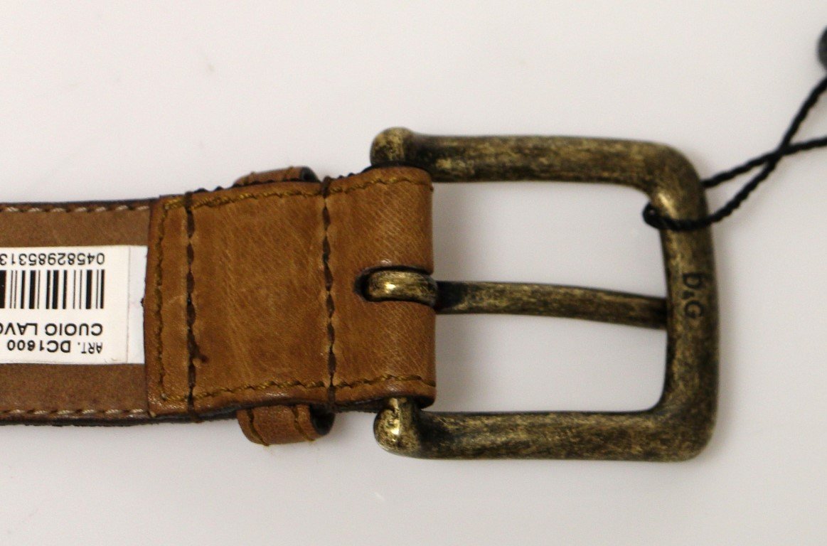 Brown Leather Logo Belt