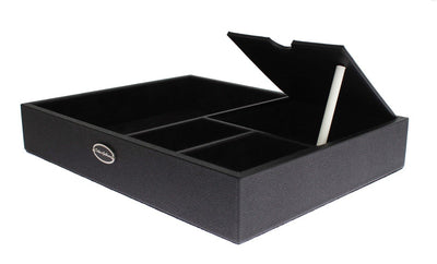 Black Leather Mens Desk Jewelry Organizer