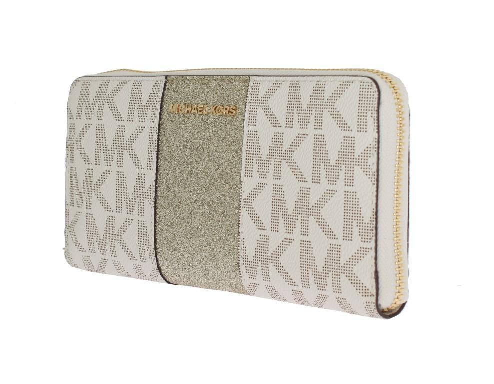 White CENTER STRIPE Continental Wallet