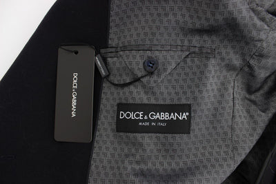 Black wool stretch double blazer