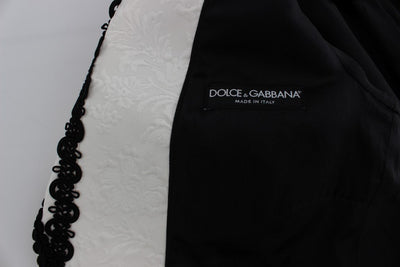 White Black Brocade Torero Blazer Jacket