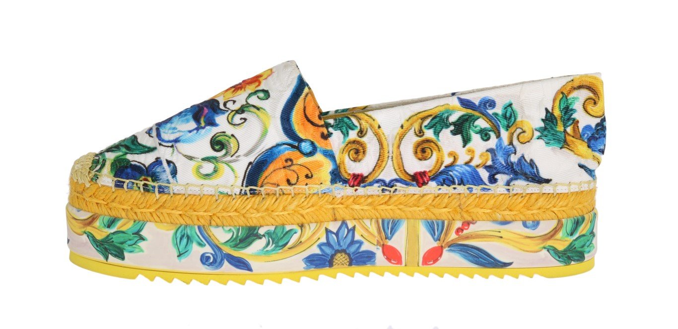 Multicolor Majolica Print BrocadeEspadrilles Shoes
