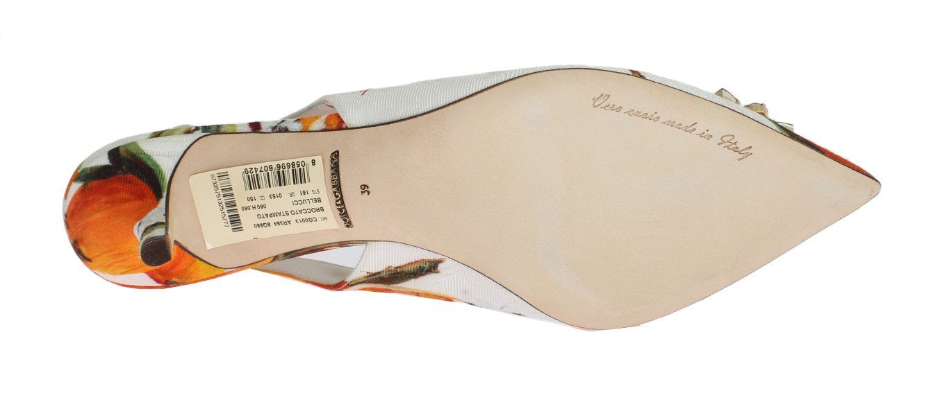 Orange Brocade Crystal Slingbacks