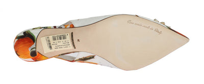 Orange Brocade Crystal Slingbacks