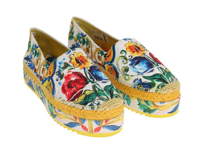 Multicolor Majolica Print BrocadeEspadrilles Shoes