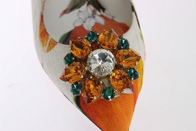 Orange Brocade Crystal Slingbacks