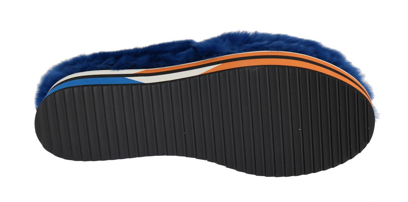 Blue Rabbit Fur Espadrilles Loafers