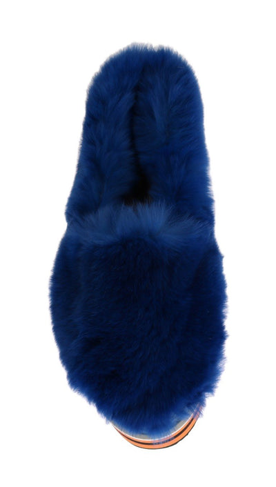 Blue Rabbit Fur Espadrilles Loafers