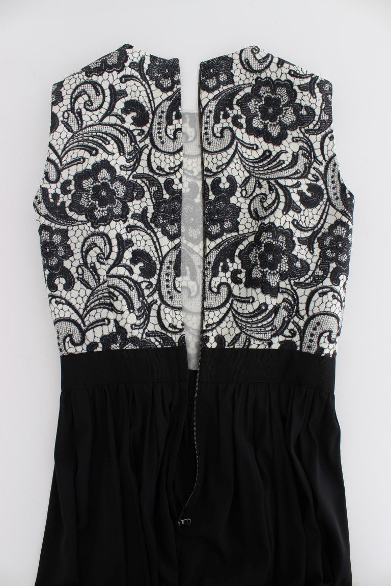 Black Floral Silk Empire Maxi Long Dress