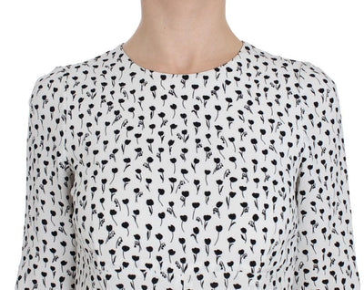 White Black Floral A-Line Shift Dress