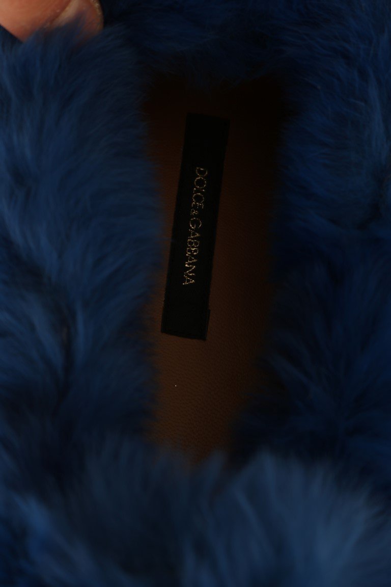 Blue Rabbit Fur Espadrilles Loafers