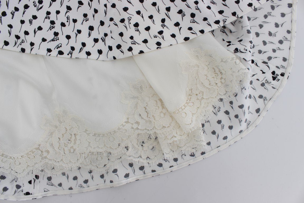 White Black Floral A-Line Shift Dress