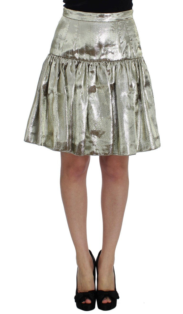 Gold Metallic Pleated Skirt