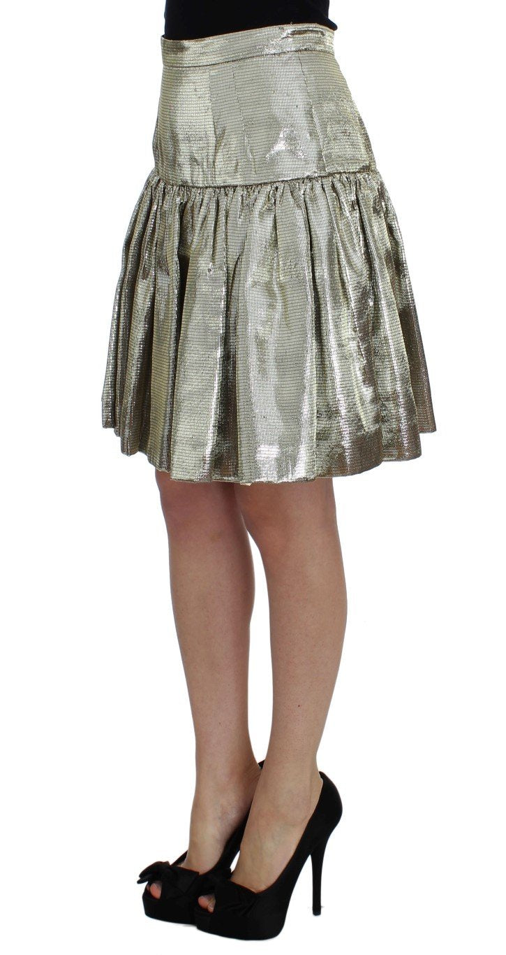 Gold Metallic Pleated Skirt