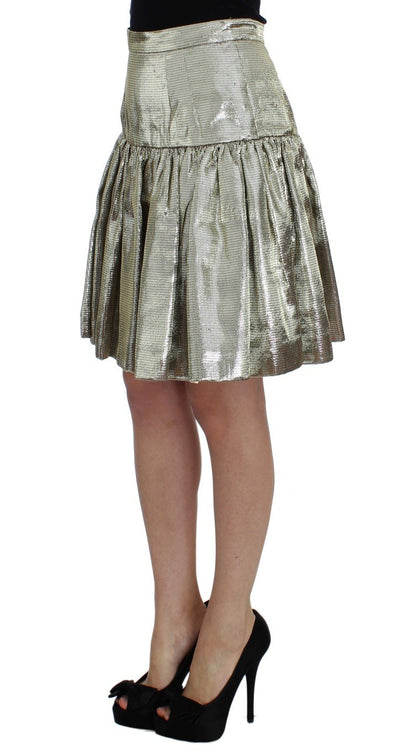 Gold Metallic Pleated Skirt