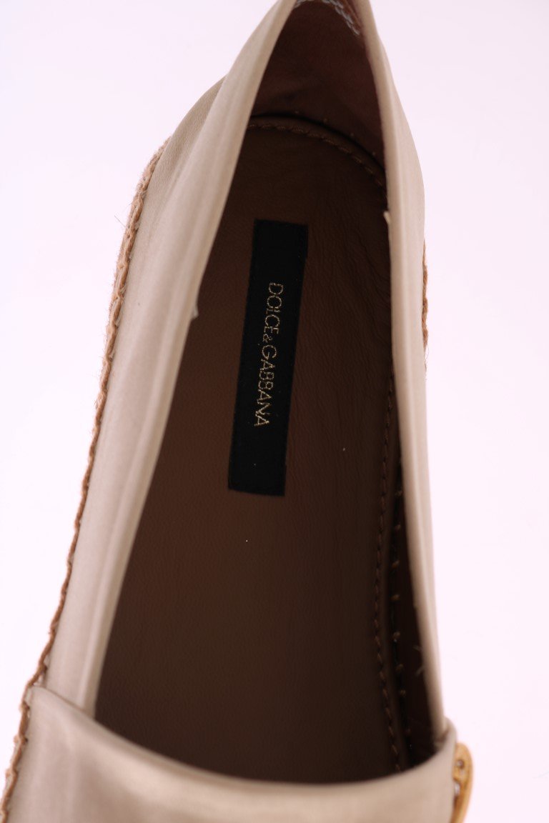 Beige Silk Raso Crystal Espadrilles Shoes