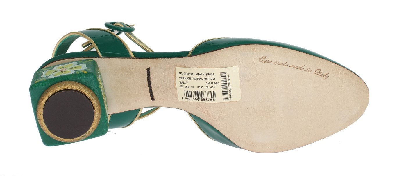 Green Leather Handpainted Slingbacks