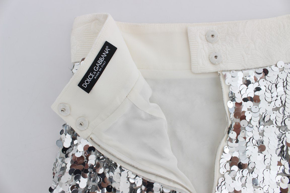 Silver Sequined A-Line Skirt
