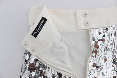 Silver Sequined A-Line Skirt