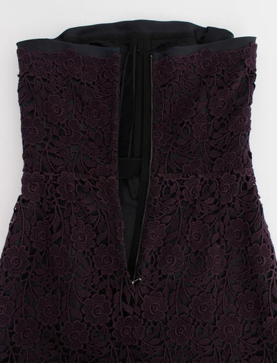 Purple Floral Ricamo Long Sheath Dress