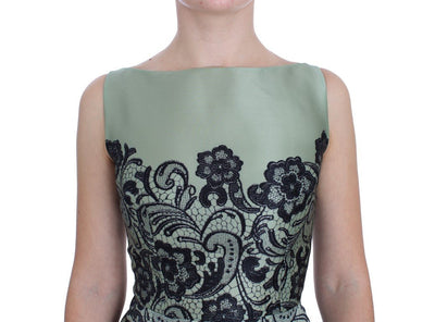 Green Floral Lace Silk Princess Maxi Dress