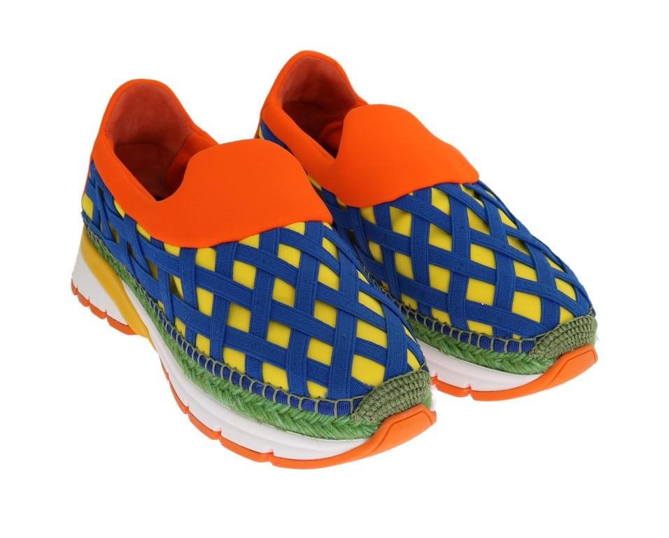 Orange Elastic Neoprene Espadrilles Shoes