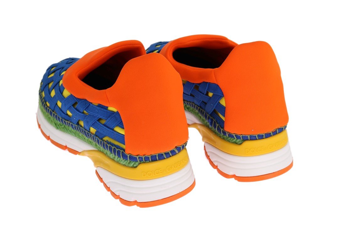 Orange Elastic Neoprene Espadrilles Shoes