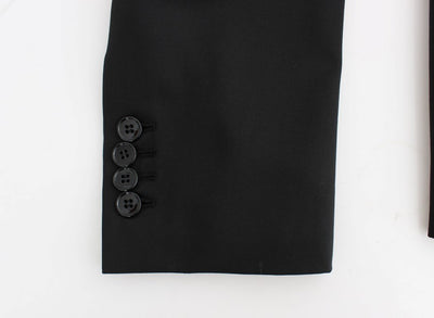 Black wool double slim fit blazer