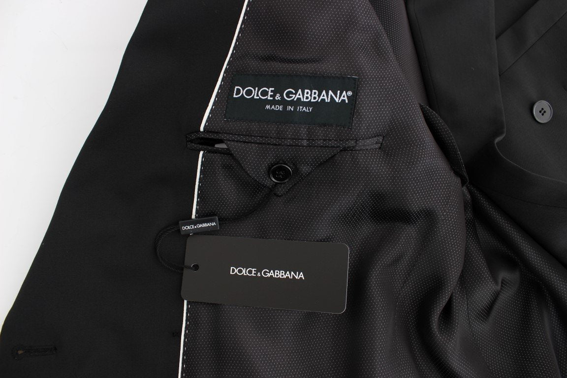 Black wool double slim fit blazer