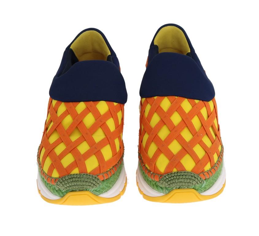 Orange Elastic Neoprene Espadrilles Shoes