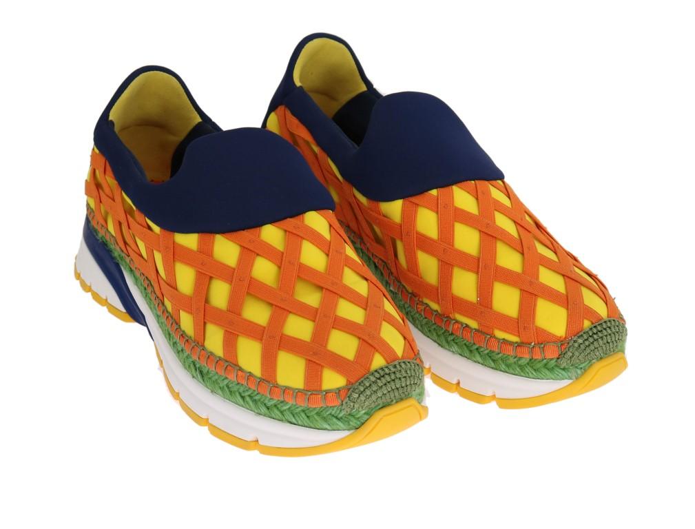 Orange Elastic Neoprene Espadrilles Shoes