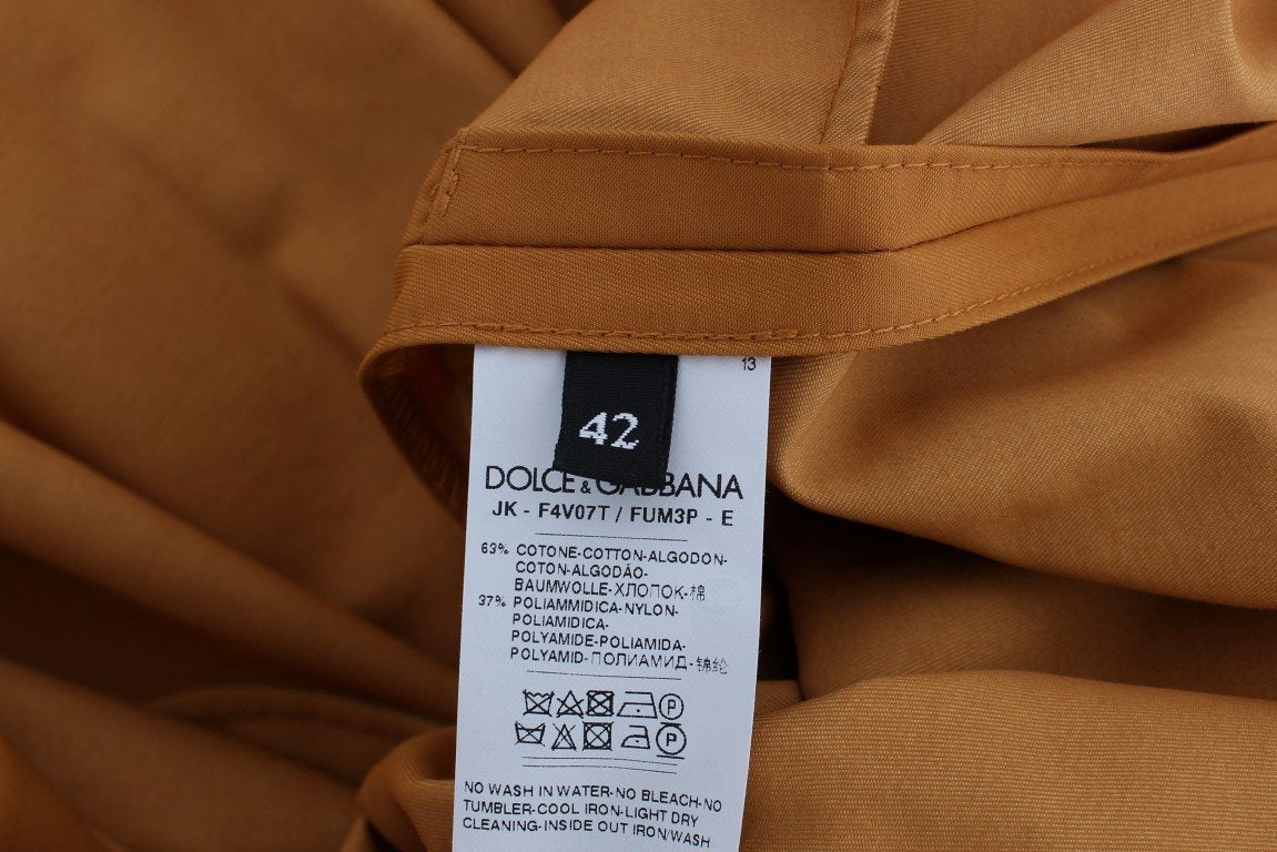 Orange Cotton Pleated Skirt
