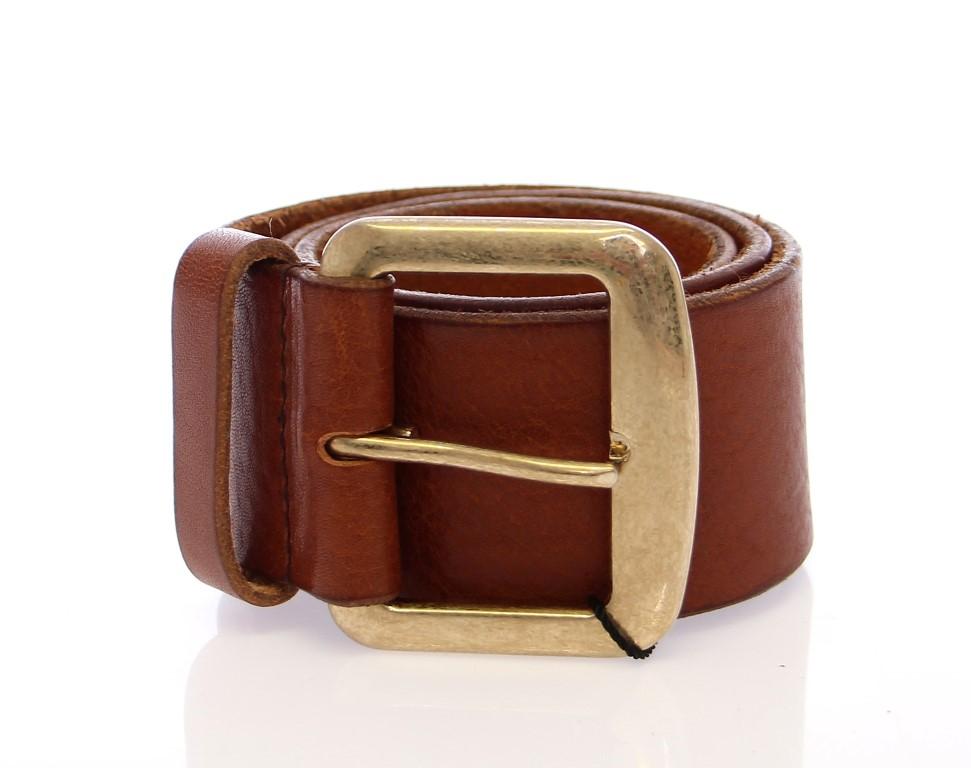 Brown Leather Logo Belt