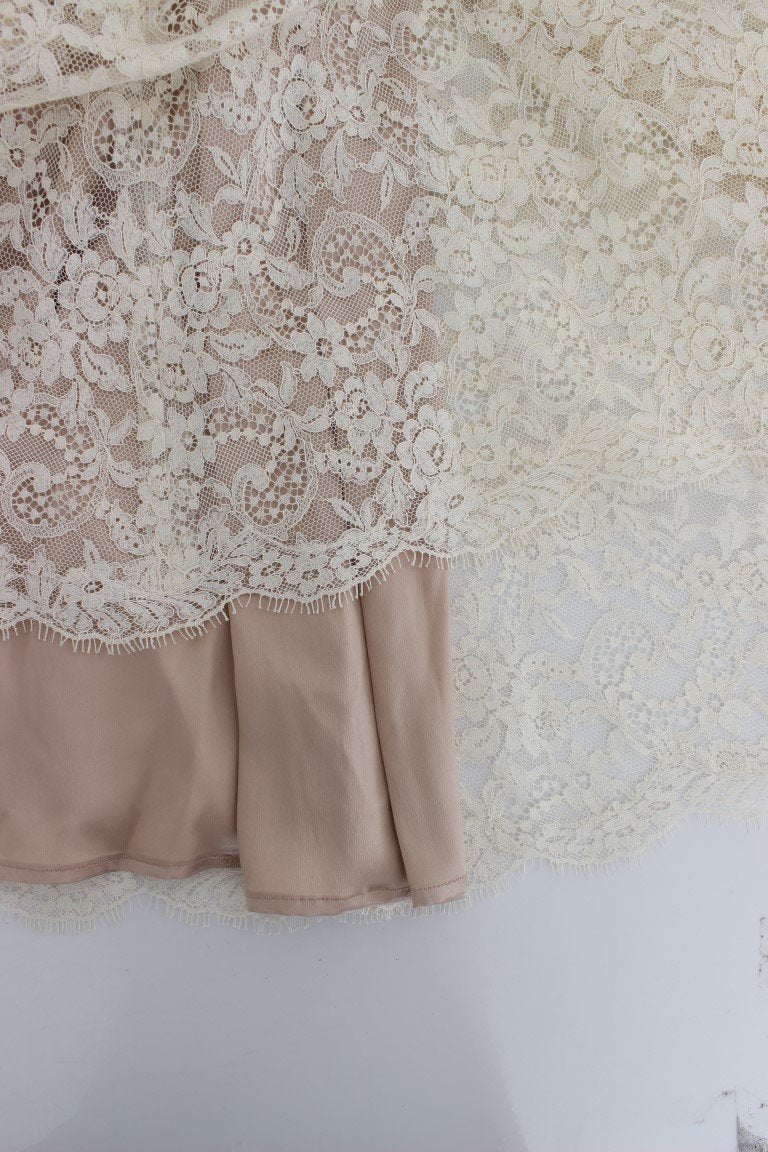 White Floral Lace Full Length Gown Dress