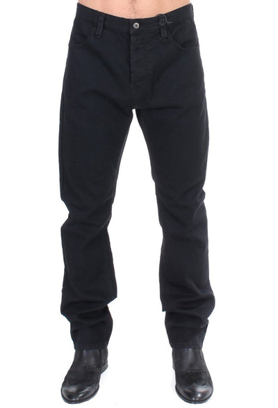 Black straight fit stretch denim jeans
