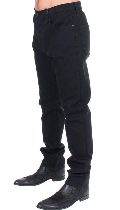 Black straight fit stretch denim jeans