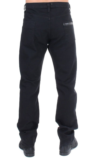 Black straight fit stretch denim jeans