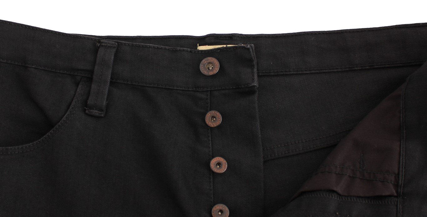 Black straight fit stretch denim jeans