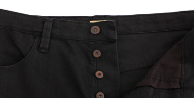 Black straight fit stretch denim jeans