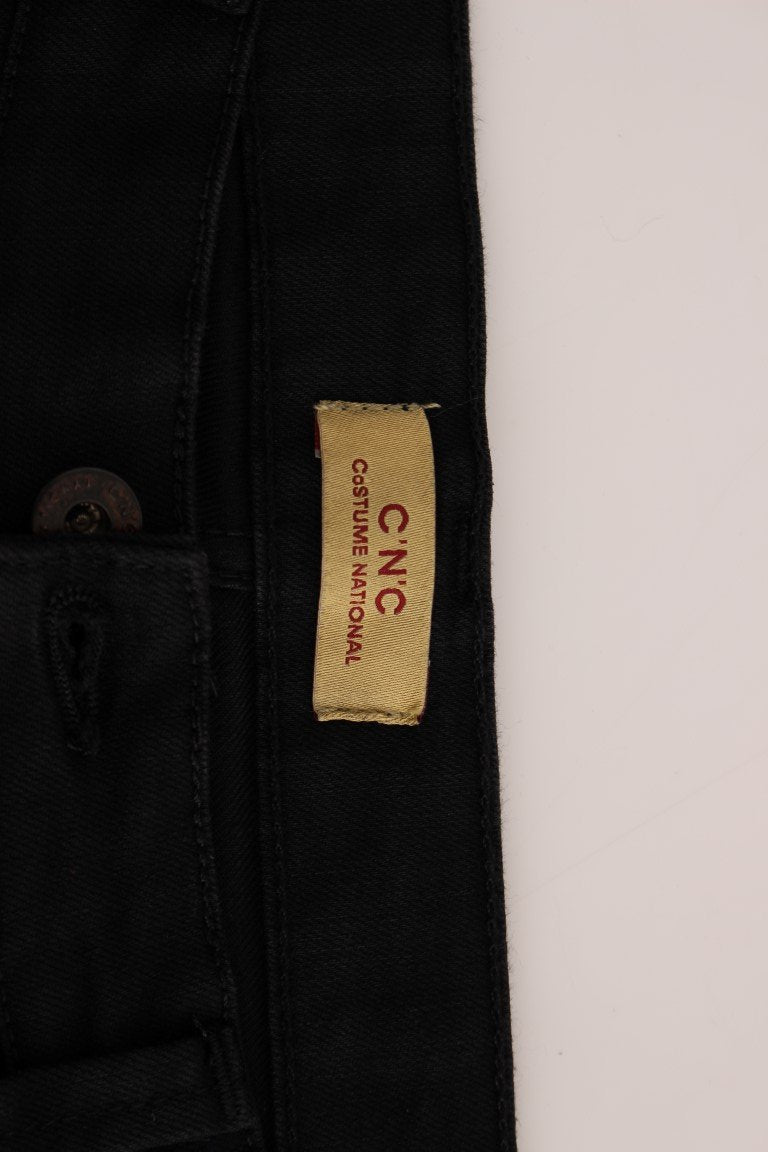 Black straight fit stretch denim jeans