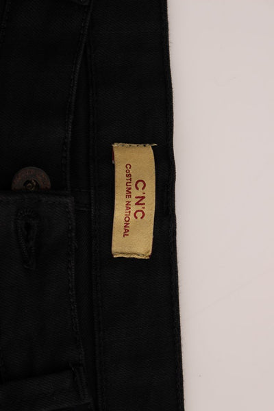 Black straight fit stretch denim jeans