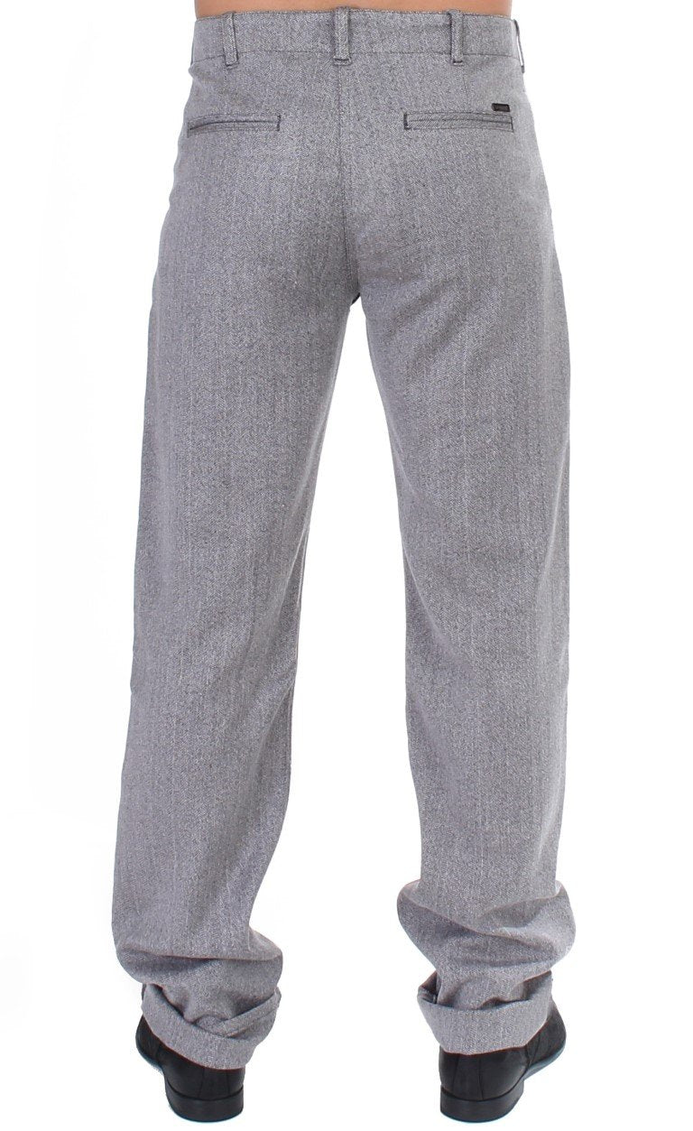 Gray Stretch Regular Straight Fit Pants