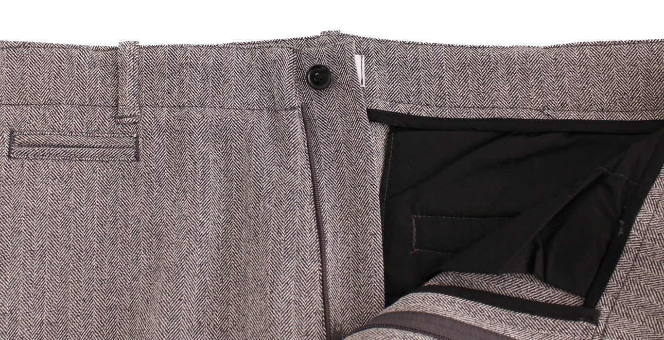 Gray Stretch Regular Straight Fit Pants