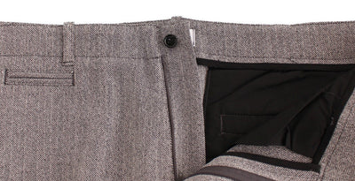 Gray Stretch Regular Straight Fit Pants