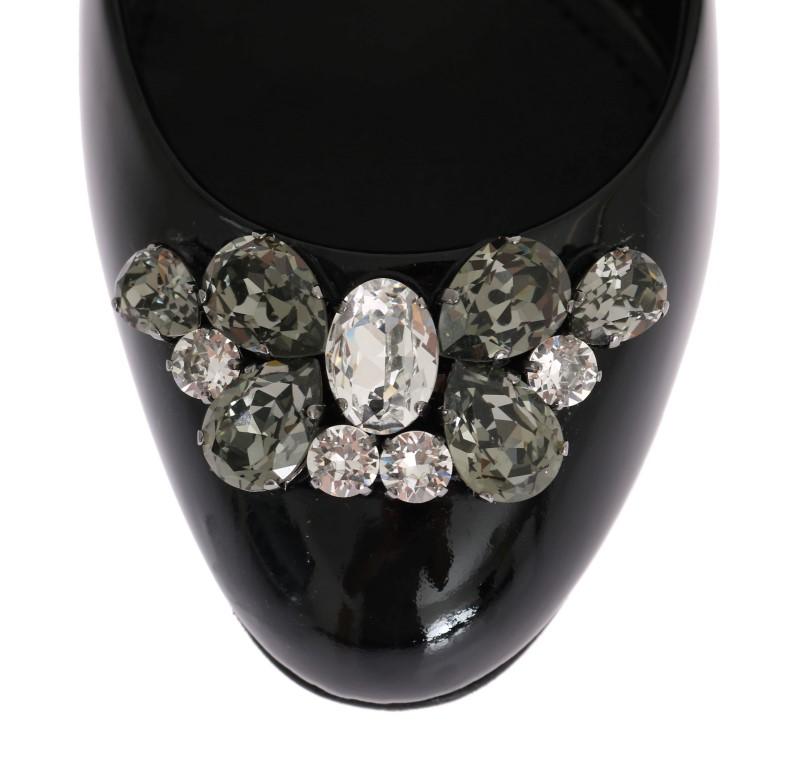 Black Crystal Leather Pumps