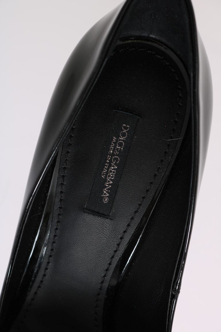 Black Crystal Leather Pumps