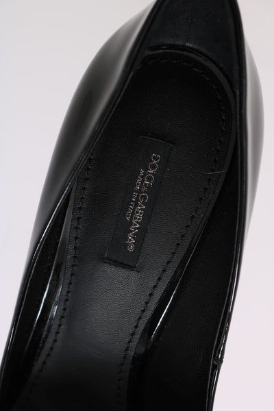 Black Crystal Leather Pumps